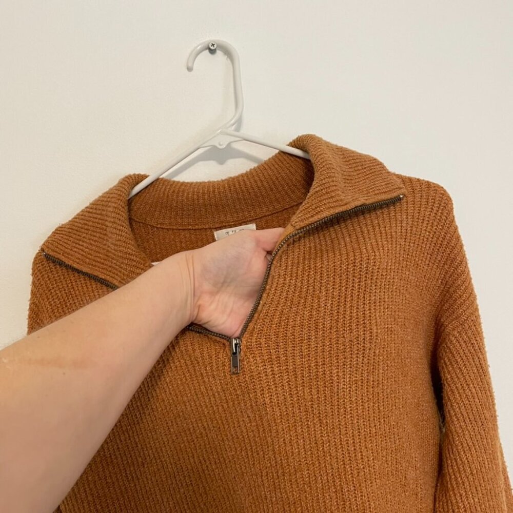 Maurices Solid Half Zip Sweater Burnt Orange Ish … - image 7